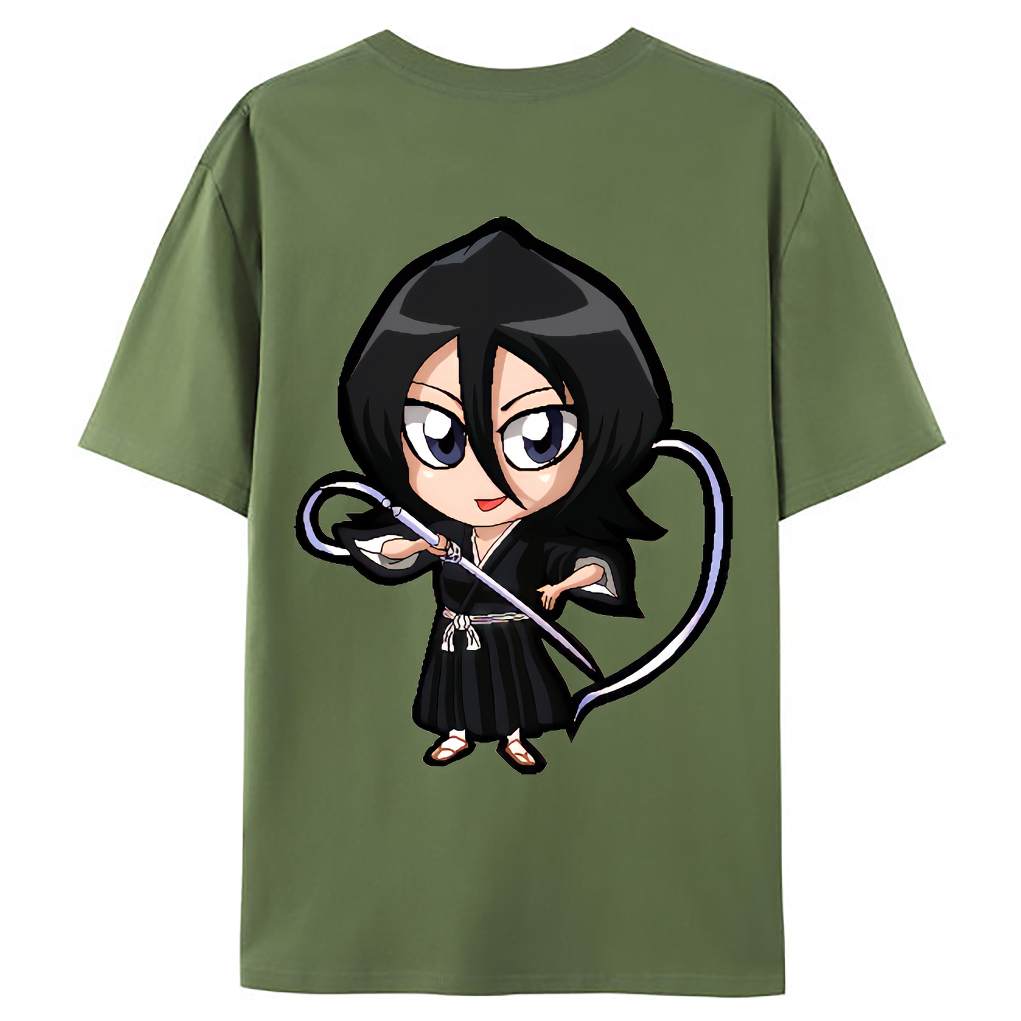 （画像用） ブリーチ 朽木ルキア BLEACH Kuchiki Rukia 綿100％ メンズ半袖Tシャツ（バックプリント） 通気性